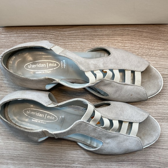 Sheridan Mia Italy wedge peep toe 37 leather suede - Picture 8 of 16